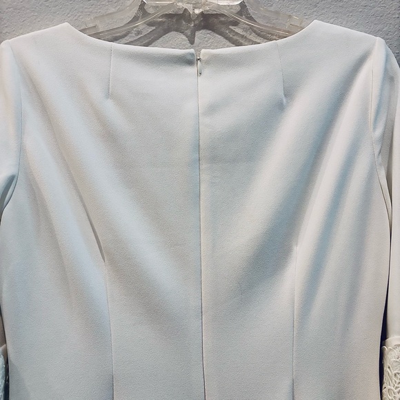 🤍 Calvin Klein Cream Ruffle‑Sleeve Lace Dress — Size 6 (NWT) - Picture 10 of 13